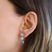 Kalpli Icecut Taşlı Gümüş Küpe thumbnail 2