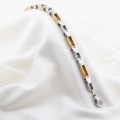 Çift Renkli Geçmeli Çelik Erkek Bilekliği thumbnail 3