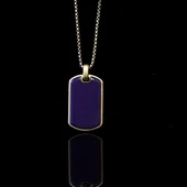 Plaka Mineli Oksitli Gümüş Erkek Kolye thumbnail 1