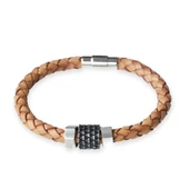 Kahverengi Erkek Deri Çelik Bileklik thumbnail 1