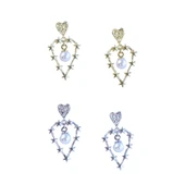 Kalp Karo İncili Gümüş Küpe thumbnail 2