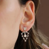 Kalp Karo İncili Gümüş Küpe thumbnail 3