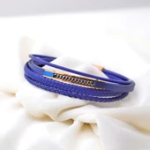 3 Sıralı Lacivert Erkek Deri Bileklik thumbnail 1