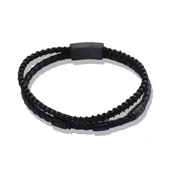 Siyah Deri Örme Çelik Bileklik thumbnail 1