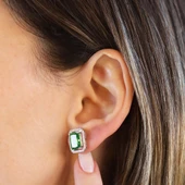 Baget Yeşil Icecut Taşlı Gümüş Küpe thumbnail 3