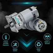 Alkatronik XD-60GA775 DC Motor 24V 30Rpm 35W 40Kg.cm Yüksek Tork Kuvvet Metal Dişli Redüktörlü Robot Cnc Makine thumbnail 5