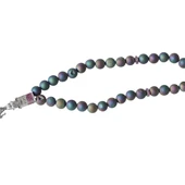 Kız Kulesi Gümüş Püsküllü Volkanik Kalsedon Taşlı Tesbih thumbnail 3