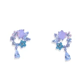 Çiçekli Renkli Damla Gümüş Küpe thumbnail 4