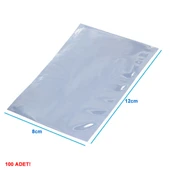 Alkatronik Antistatik Poşet 8x12cm 100 Adet Şeffaf Su Toz Geçirmez Koruyucu Esd Metalize Torba thumbnail 1