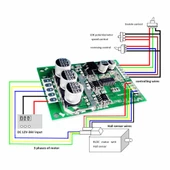 Alkatronik DC 12V 36V 15A 500W Fırçasız Soğutucusuz Motor Sürücü Pwm Bldc Kontrol Kartı JYQD-V7.3E2 120 Derece thumbnail 4