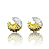 Kruvasan Zirkon Taşlı Gold Gümüş Küpe thumbnail 3