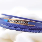 3 Sıralı Lacivert Erkek Deri Bileklik thumbnail 2