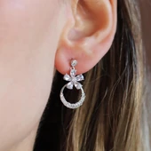 Çiçek Taşlı Gümüş Küpe thumbnail 3