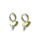 Kalp Göçmen Modeli Gold Gümüş Küpe thumbnail 4