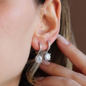 Tektaş 8mm Halka Gümüş Küpe - 4