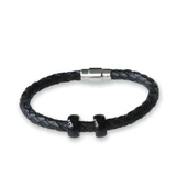 Siyah Halka Deri Çelik Bileklik thumbnail 2