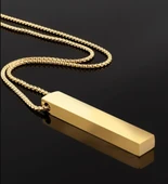 Dikdörtgen Plaka Gold Kaplama Erkek Çelik Zincir thumbnail 1