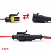 Alkatronik 2 Pin Kablolu Su Geçirmez Konnektör Çift IP65 200mm Kilitli Erkek Dişi Kolay Bağlantı Soketi thumbnail 4