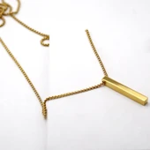 Dikdörtgen Plaka Gold Kaplama Erkek Çelik Zincir thumbnail 3