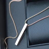 Dikdörtgen Rose Gold Çelik Plaka Kolye thumbnail 1