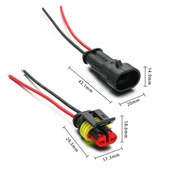 Alkatronik 2 Pin Kablolu Su Geçirmez Konnektör Çift IP65 200mm Kilitli Erkek Dişi Kolay Bağlantı Soketi thumbnail 5