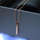 Dikdörtgen Rose Gold Çelik Plaka Kolye thumbnail 2