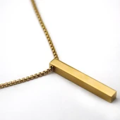 Dikdörtgen Plaka Gold Kaplama Erkek Çelik Zincir thumbnail 2
