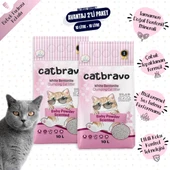 CATBRAVO Aktif Topaklanan Bebek Pudrası Kokulu Kedi Kumu 10 Lt X 2 Adet - 1