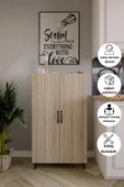Dewoody 3 Raflı 4Bölmeli Erzak Dolabı Mutfak Dolabı Banyo Dolabı Ayakkabılık Antrasit - 1