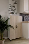 Dewoody 3 Raflı 4Bölmeli Erzak Dolabı Mutfak Dolabı Banyo Dolabı Ayakkabılık Antrasit - 2