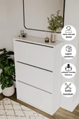 Dewoody Düşer Kapak Ayakkabılık 3 Bölmeli Ayakkabılık Duvara Montajlanabilir - 1