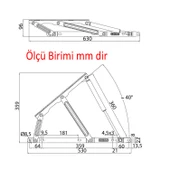 Baza Makası Mekanizması 40° Siyah Boyalı Standart Geniş Kollu 1 Çift Yatak Pistonu Sağ Sol Takım thumbnail 3