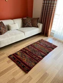 74x163 cm Pıtrak Desenli Renkli Türk Kilimi, Küçük Boy El Dokuma Yün Kilim, Harika Motifli Bohem Tarzı Kilim - 2