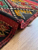 74x163 cm Pıtrak Desenli Renkli Türk Kilimi, Küçük Boy El Dokuma Yün Kilim, Harika Motifli Bohem Tarzı Kilim - 4