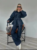 Kadın Denim Ceket Pantolon Takım Mavi thumbnail 1