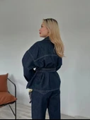 Kadın Denim Ceket Pantolon Takım Mavi thumbnail 8