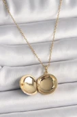 316L Çelik Gold Renk Zincir Mavi Dünya Model Kadın Kolye - TJ-BKO9814 - 2