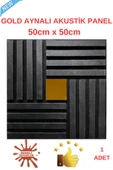 Renkli Duvarlar Gold Aynalı Akustik Duvar Paneli 50x50cm Siyah 8mm Mdf 4mm Keçe Isı Yalıtımı Ofis Salon Elit Tasarım thumbnail 1