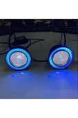 TEKNOCLUB Üniversal Mercekli Angel Sis Farı Su Geçirmez 76 Mm Buz Mavi Metal Halkalı Angel Eyes - 1