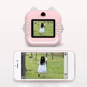 Anlık Termal Yazıcılı Dijital Çocuk Kamerası 2.0 Inc HD Şipşak Fotoğraf Makinesi AE110 Mavi - 2