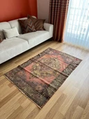 106x162 cm Küçük Vintage Türk Kilim, Benzersiz Motifli El Dokuma Yün Halı, Retro Tarzı Ev Dekoru - 2