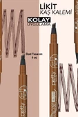 Pretty Kaş Kalemi 01 - Açık Kahve Tattoo Suya Dayanıklı Likit Pencıl - 4