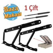 Baza Kapak Makası Gazlı Amartisör Piston 40° Siyah Boyalı Standart Geniş Kollu 1 Çift Yatak Sağ Sol thumbnail 1