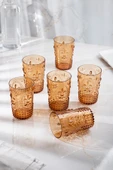 Akrilik Bal 6'lı Kısa Bardak & Su Meşrubat Kahve Yanı Bardağı 400 ml ( Cam Değildir ) - 2