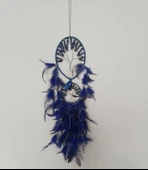 Düş Kapanı Dream Catcher Sodalit Doğaltaş Tel Sarma İncili Hayat Ağacı Kuş Tüylü Rüya Kapanı Duvar Süsü - 1