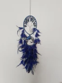 Düş Kapanı Dream Catcher Sodalit Doğaltaş Tel Sarma İncili Hayat Ağacı Kuş Tüylü Rüya Kapanı Duvar Süsü - 4