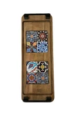 Zühre Çini Mia-karma Ahşap Fırınlanmış Kuru Kayın Çinili Sunum Tepsisi 14*40 Cm - 6