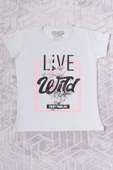 KIZ ÇOCUK TSHİRT LİVE WİLD BASKILI BİSİKLET YAKA F17 - 1