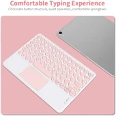 Ulefone Armor Pad 2 11" Uyumlu Kablosuz Bluetooth Şarjlı TouchPadli Klavye - Pembe - 3