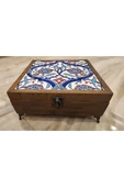 Mia92-çini Organizer - Takı-mücevher-ikramlık Kutusu Ahşap Çinili -çok Amaçlı (EL IŞÇİLİĞİ)22*22 Cm - 9